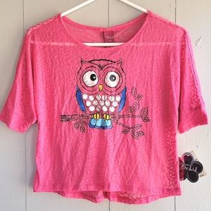 🌴 NWT Pink Owl 🦉 See Through Shirt